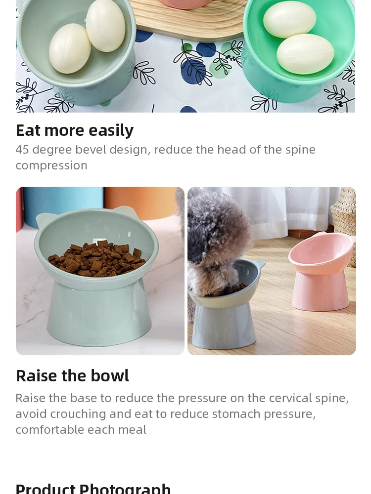 Pet Food Bowl Tilt High Bottom Neck Protector Antichoking Dog and Cat Water Bowl Antidumping Dog Feeding Supplies