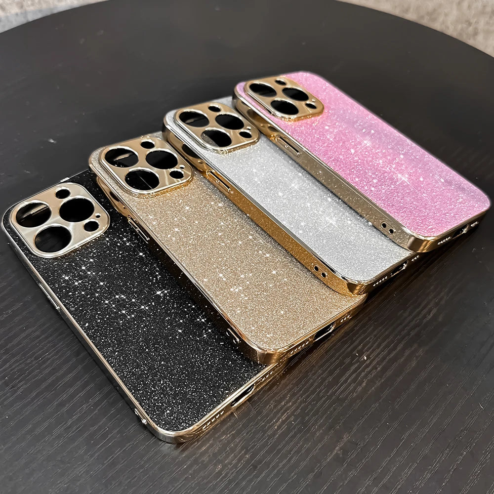 Luxury Women 's funda iphone15 Glitter Bling Soft Phone Case For iPhone 15 14 13 12 Pro Max Back mobile Cover Shell Funda Coque