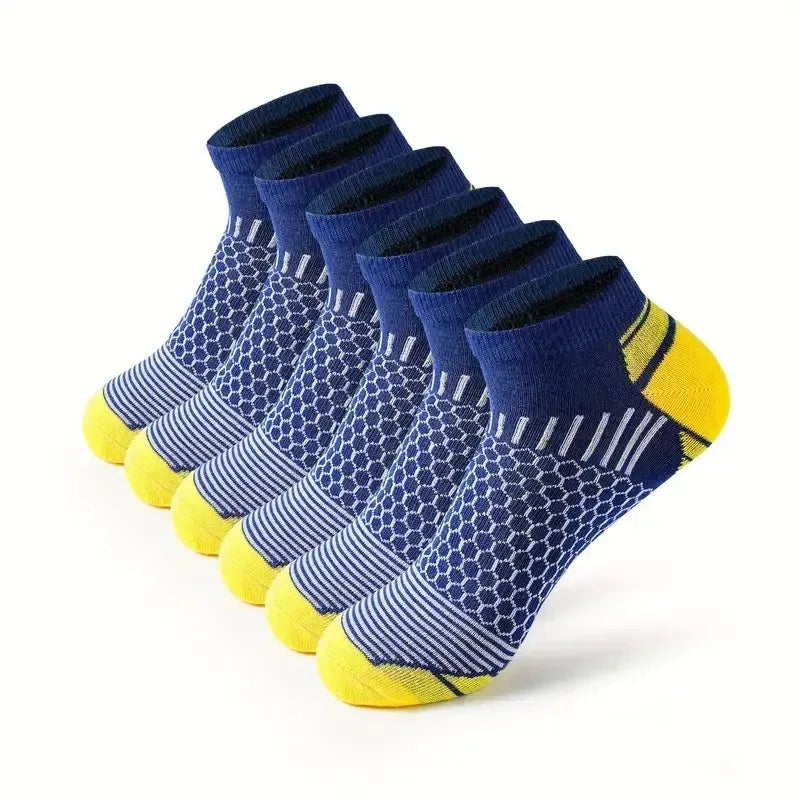 6 Pairs Mens Short Sports Socks Four Season For Running Breathable Casual Soft Comfortable Polyester Sports Socks