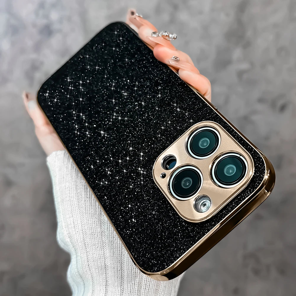 Luxury Women 's funda iphone15 Glitter Bling Soft Phone Case For iPhone 15 14 13 12 Pro Max Back mobile Cover Shell Funda Coque