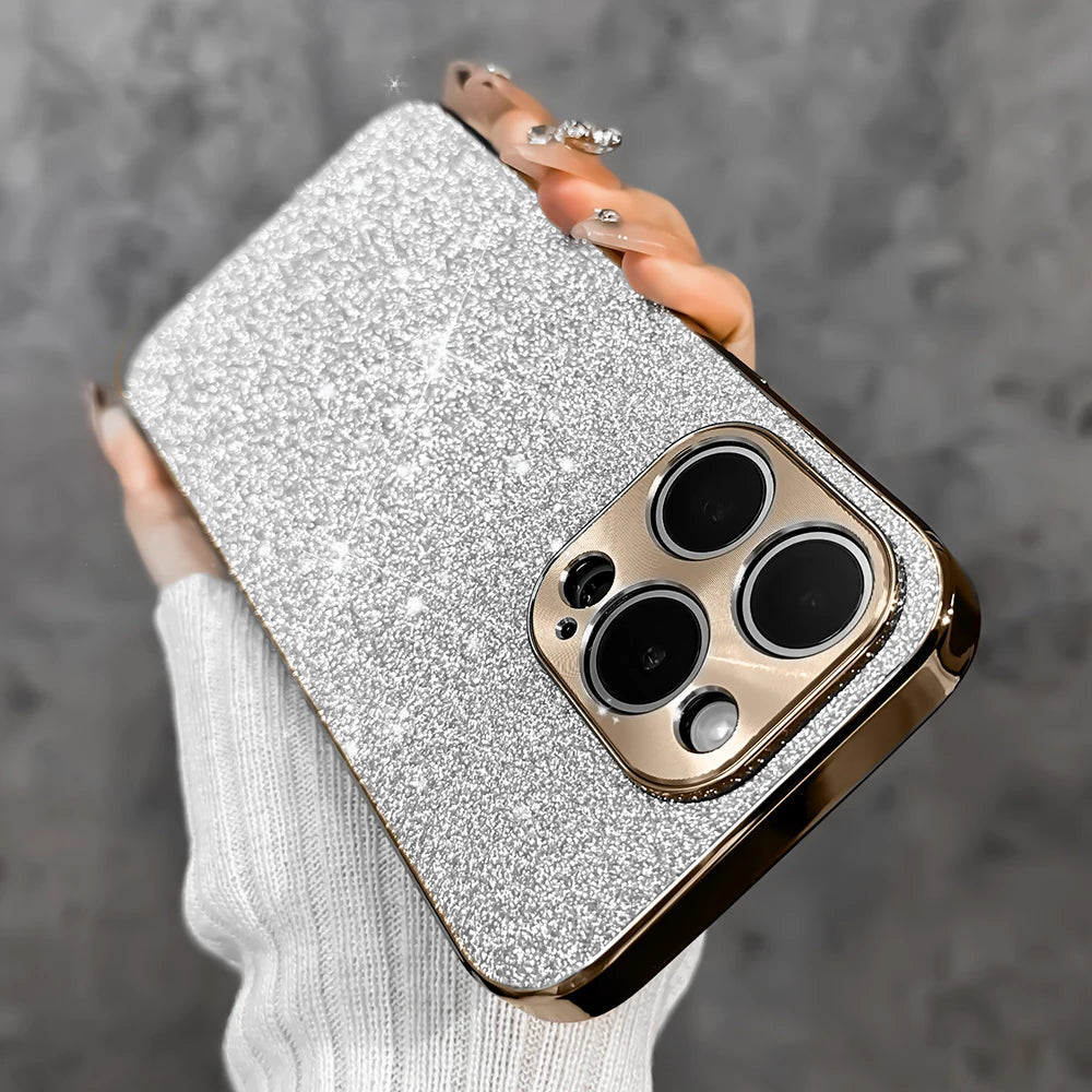 Luxury Women 's funda iphone15 Glitter Bling Soft Phone Case For iPhone 15 14 13 12 Pro Max Back mobile Cover Shell Funda Coque