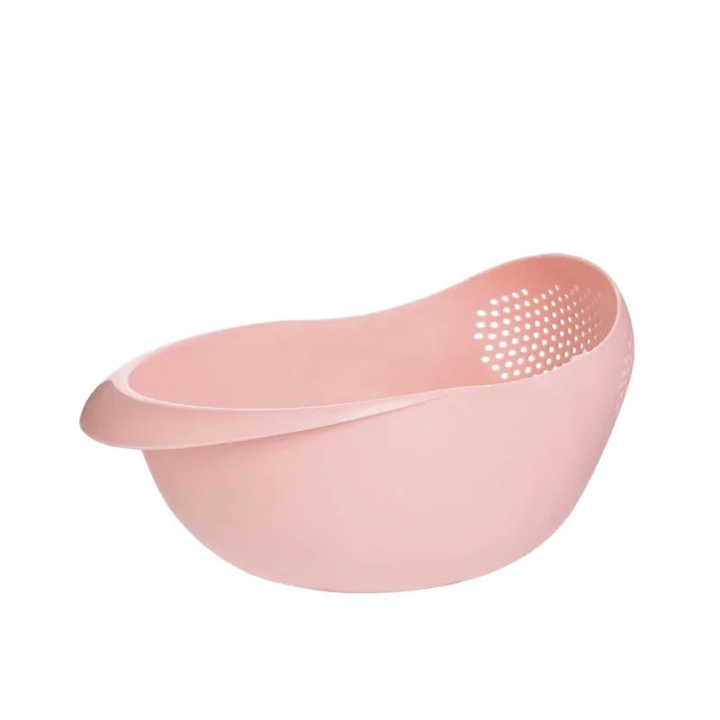 1pc Rice Sieve Plastic Colander Kitchen Drain Basket with Handles Rice Bowl Strainer Basket Kitchen Tool