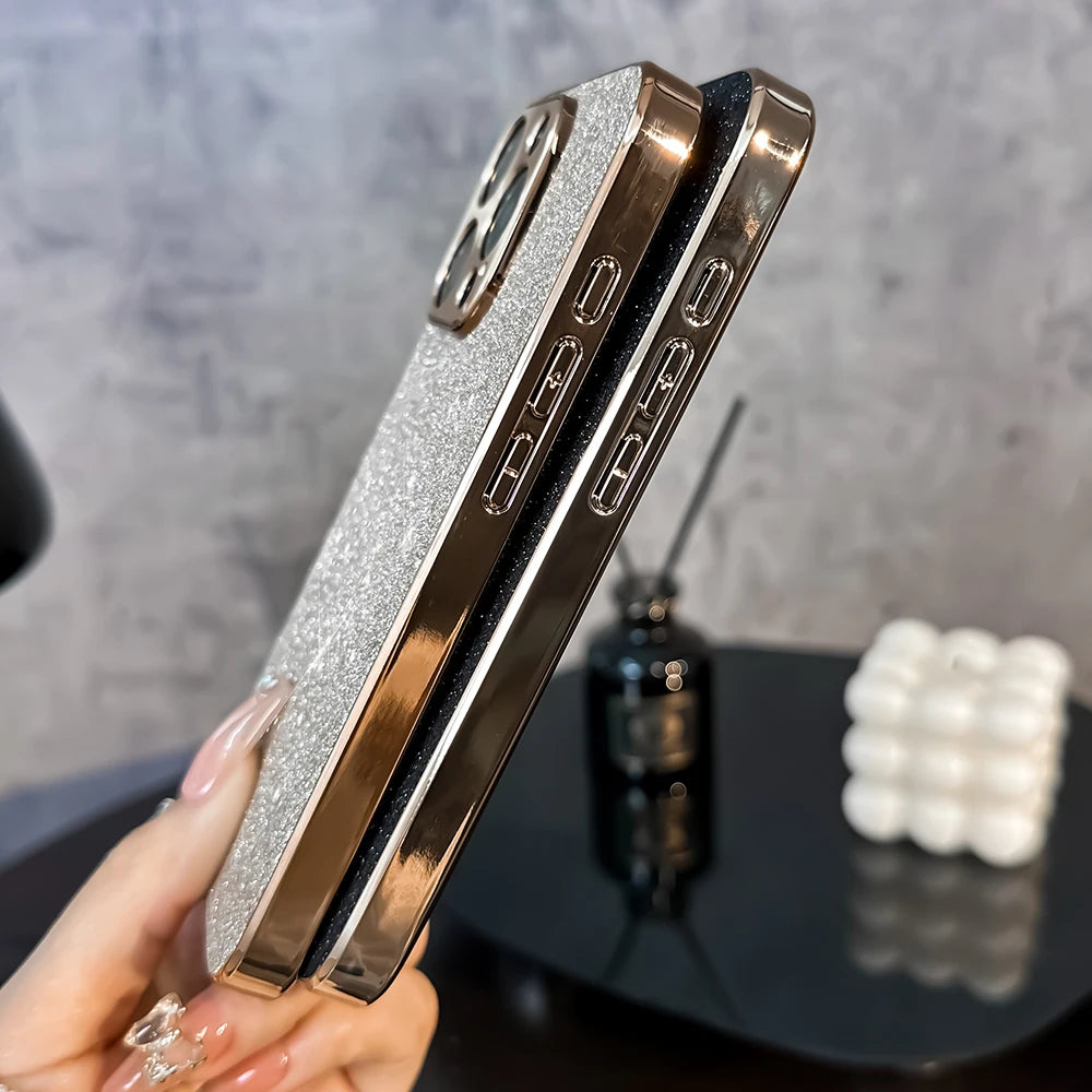 Luxury Women 's funda iphone15 Glitter Bling Soft Phone Case For iPhone 15 14 13 12 Pro Max Back mobile Cover Shell Funda Coque