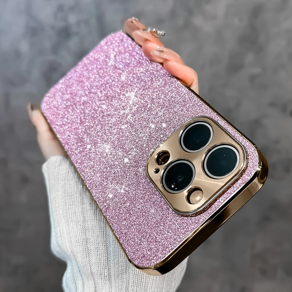 Luxury Women 's funda iphone15 Glitter Bling Soft Phone Case For iPhone 15 14 13 12 Pro Max Back mobile Cover Shell Funda Coque
