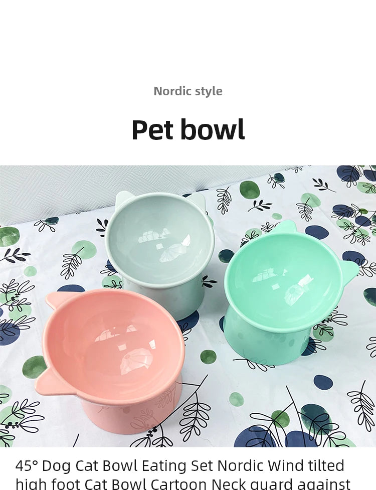 Pet Food Bowl Tilt High Bottom Neck Protector Antichoking Dog and Cat Water Bowl Antidumping Dog Feeding Supplies