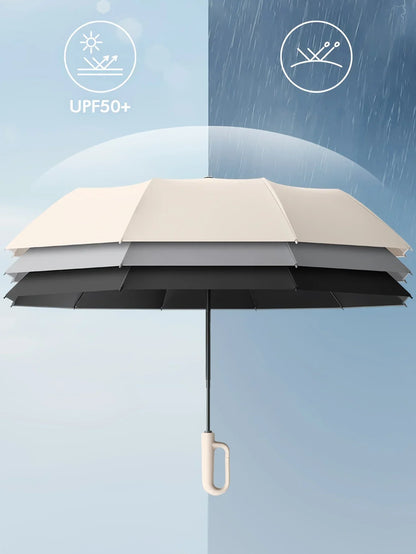 20 Bones Windproof Strong 105CM Reinforced Automatic Folding Umbrella for Men, Large Buckle Handle Wind and Water Resistant