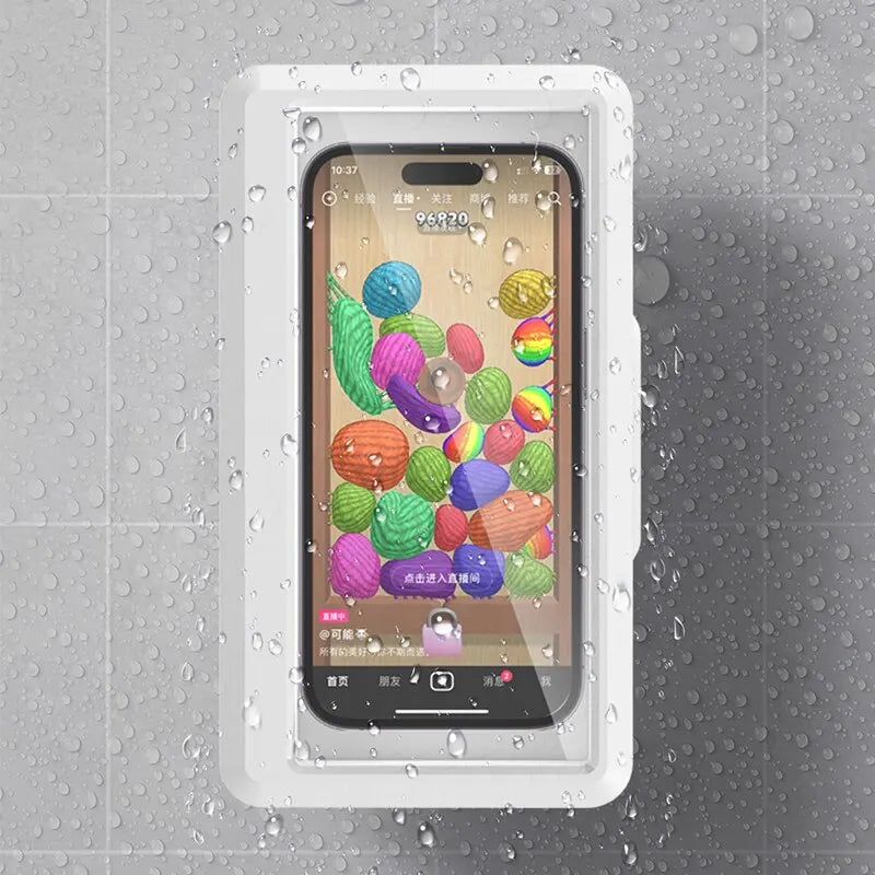 Waterproof Phone Holder Bathroom Home Wall Mobile Phone Stand Case Self-adhesive Touch Screen Phone Shell Shower Sealing Storage