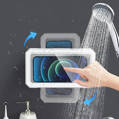 Waterproof Phone Holder Bathroom Home Wall Mobile Phone Stand Case Self-adhesive Touch Screen Phone Shell Shower Sealing Storage