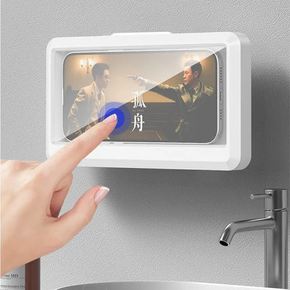 Waterproof Phone Holder Bathroom Home Wall Mobile Phone Stand Case Self-adhesive Touch Screen Phone Shell Shower Sealing Storage
