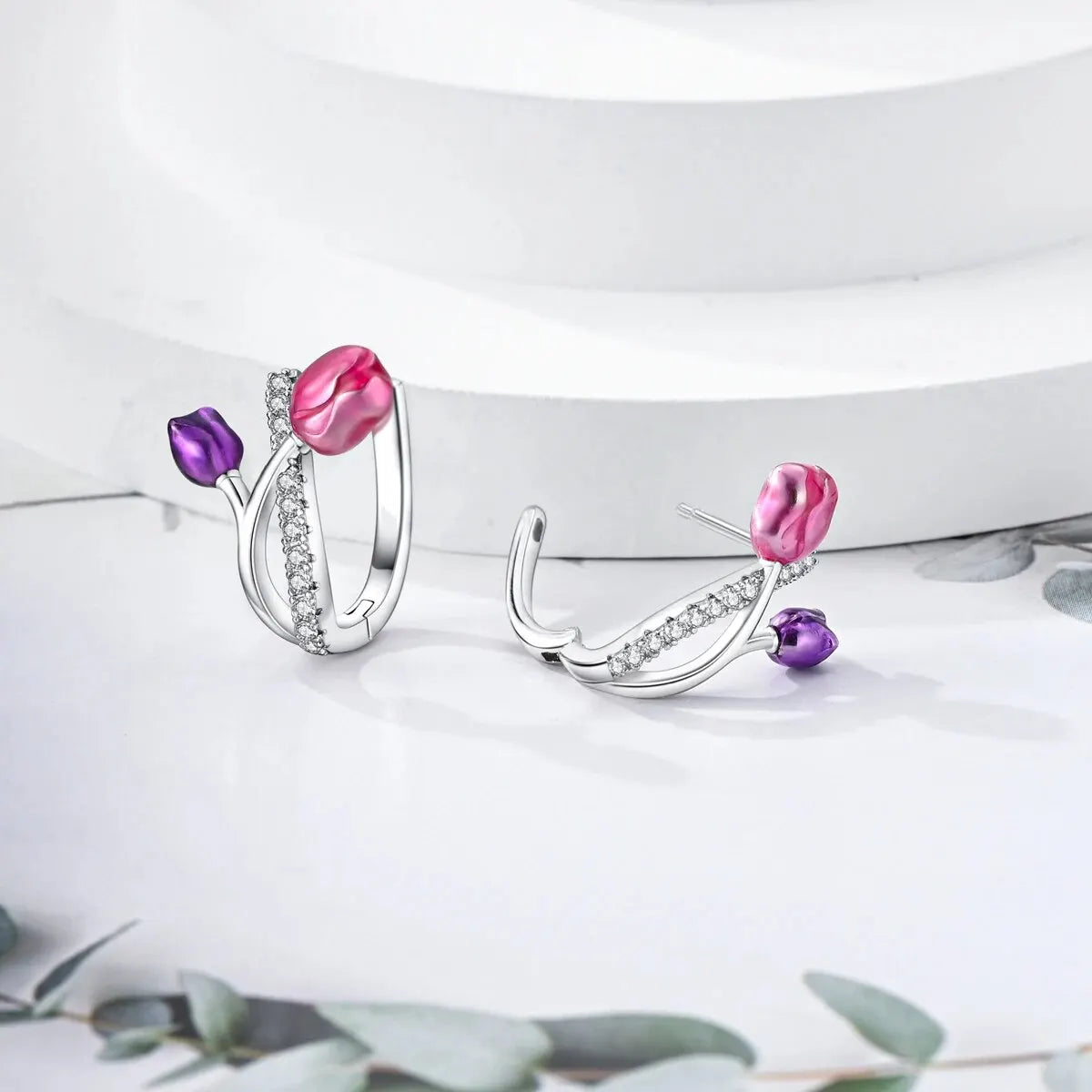 MULA 1PC Hoop Earrings Silver Plated Women Fashion Jewelry Gift For Party Anniversary